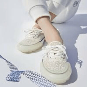 Vans Old Skool Tapered Modular Sneakers Mesh Polka Dot Cream Size 6